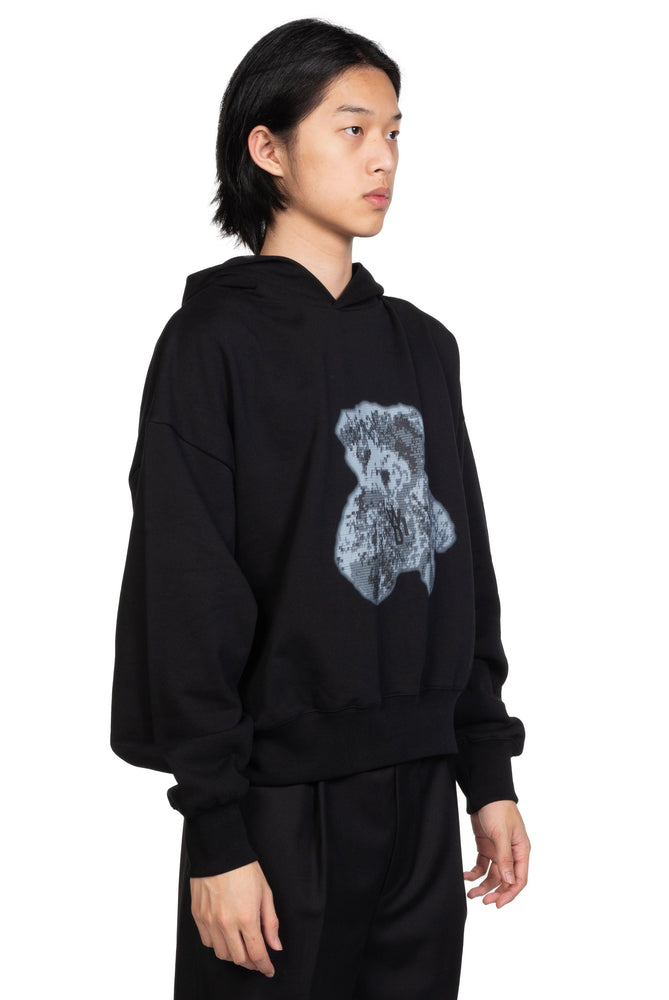 We11done Black New Teddy Back Logo Hoodie