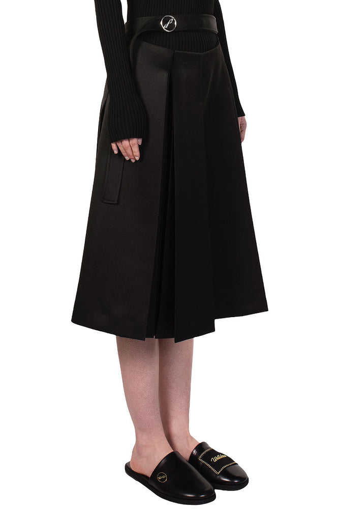 We11done Black Pleated Midi Skirt