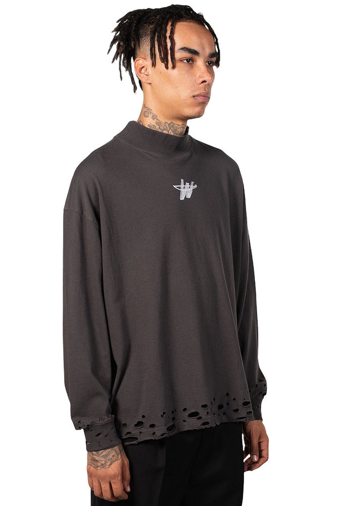 We11done Charcoal High Neck WD Logo T-shirt