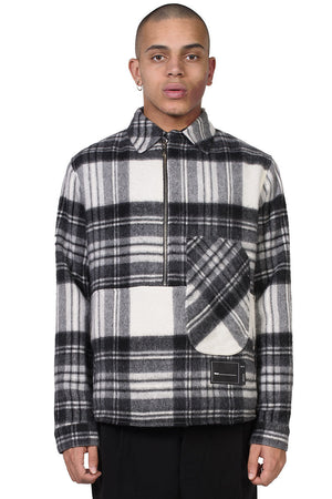 We11done Grey Wool Plaid Anorak Jacket