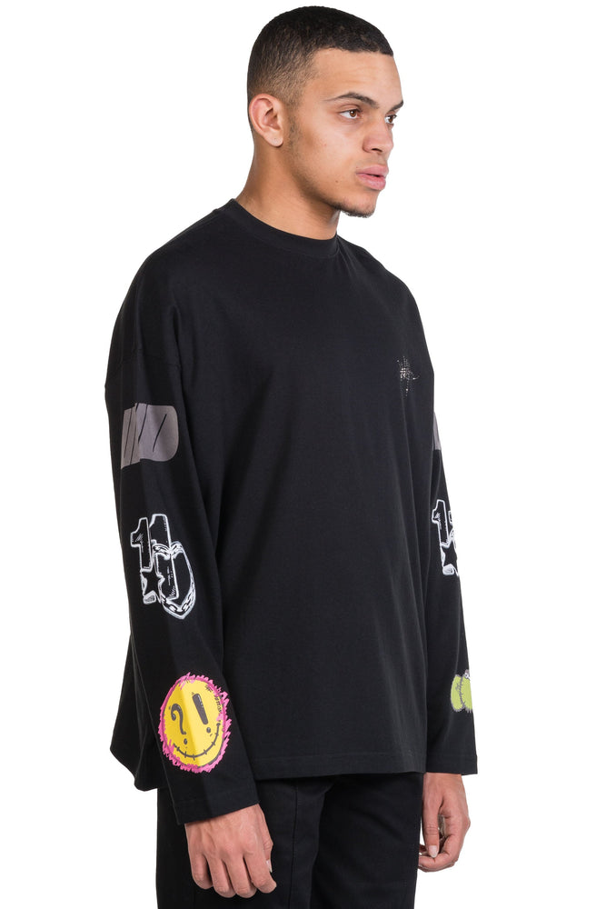 We11done Black We11done Heart Logo LS T-Shirt