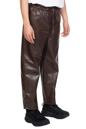 Nanushka Jain Vegan Leather Relaxed Pants Dark Brown
