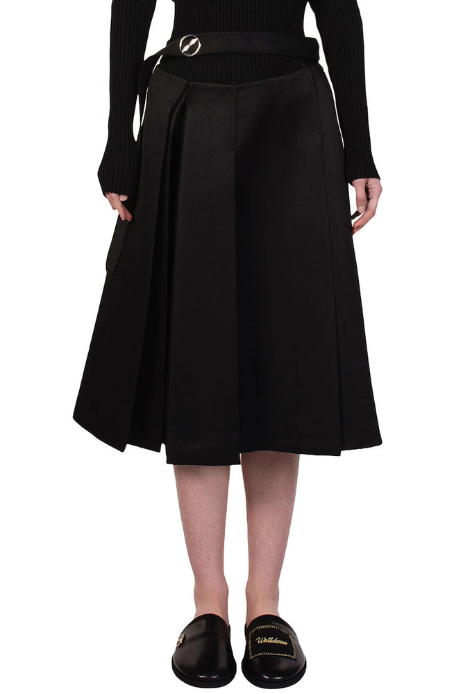 We11done Black Pleated Midi Skirt