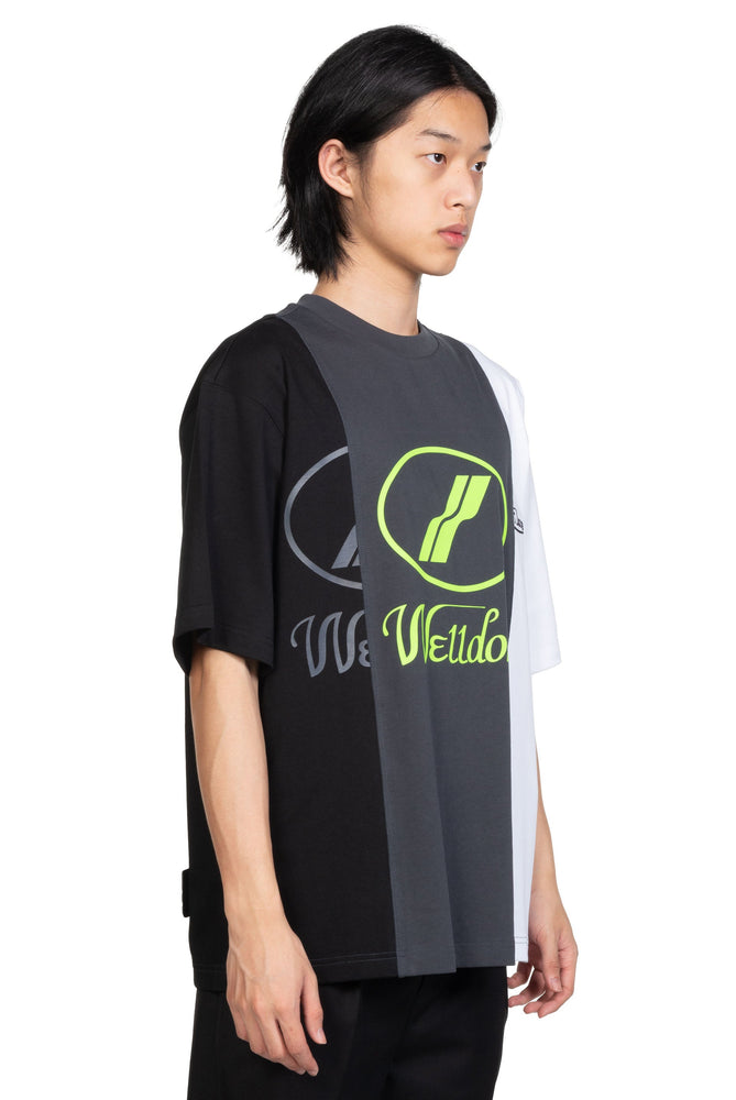 We11done White Remake 3 Panel Reflective Logo T-Shirt