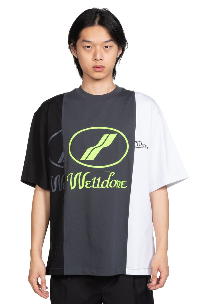 We11done White Remake 3 Panel Reflective Logo T-Shirt