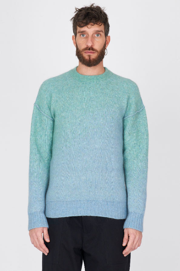 Yak Round Neck Jumper Degrade Colour Turquoise